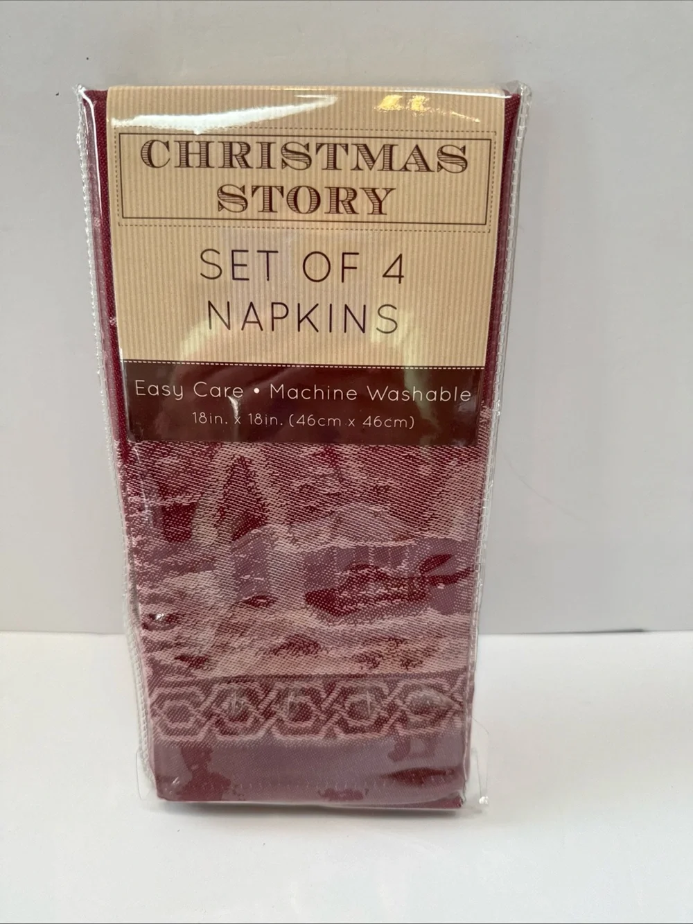 Christmas Story Set of 4 Napkins - Red winter scene with snow